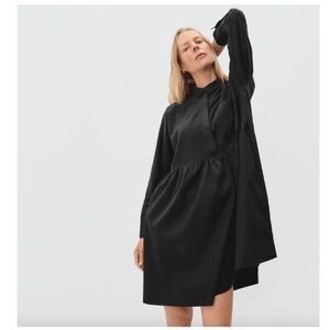 NWT Everlane The Field Dress Woman’s  black pockets collar
